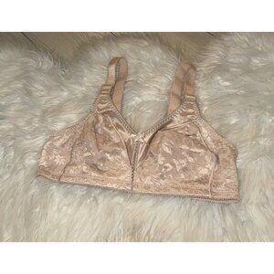 Bali 3372 Double Support Spa Closure Bra Satin WF Floral Womens 36B Beige